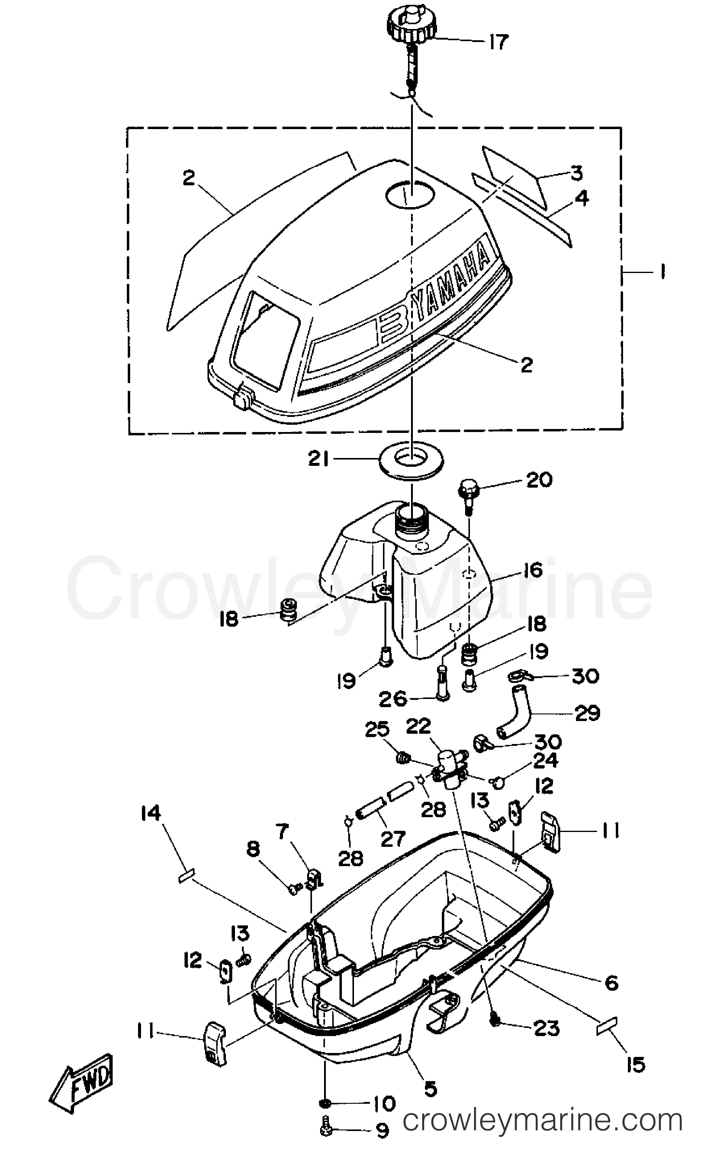 COWLING FUEL - 1992 Outboard 3hp 3MLHQ | Crowley Marine