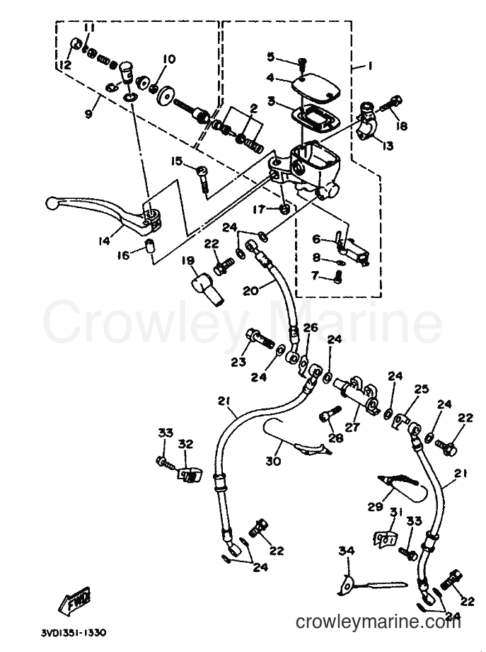 1991 Street Bike TDM850 - TDM850 (4CF1) [999] - FRONT MASTER CYLINDER