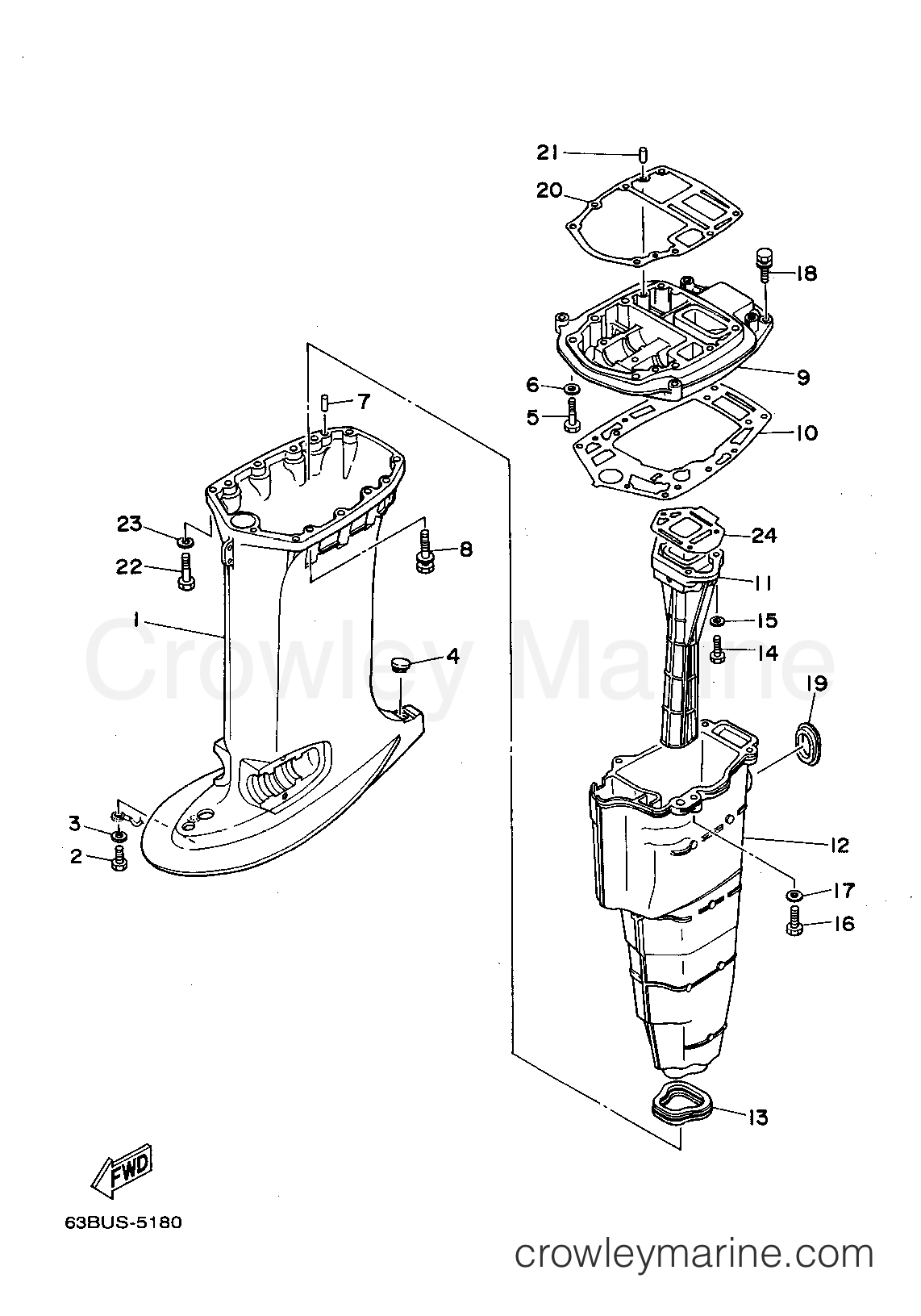 Yamaha Motors 40MJHT - UPPER CASING
