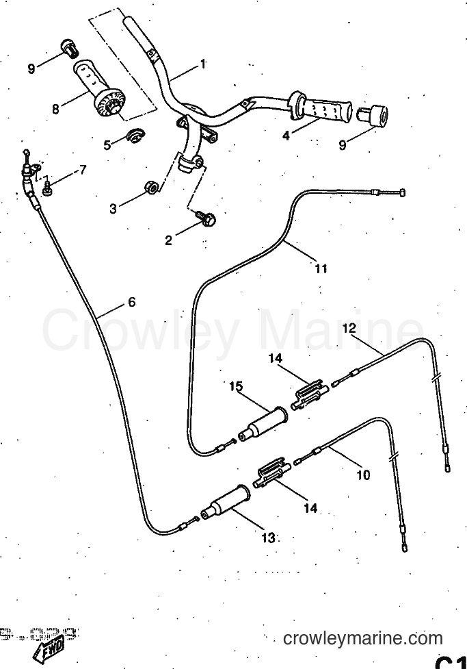 1997 Scooter YQ50 - YQ50 (5DR1) [999] - STEERING HANDLE & CABLE