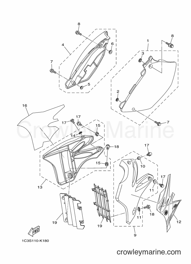 2011 Dirt Bike YZ125 - YZ125 (1C3S) [020] - SIDE COVER