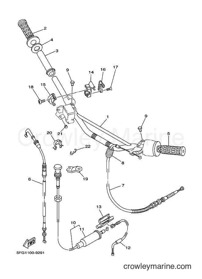 2000 Dirt Bike TT-R225 - TT-R225 (5FG6) [010] - STEERING HANDLE & CABLE