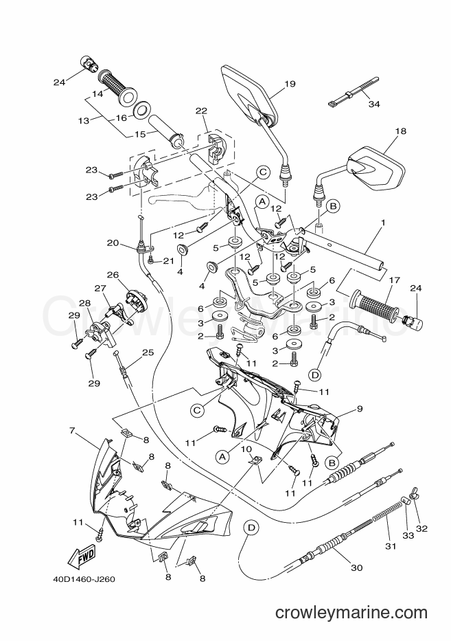 Yamaha Motors TK115C (40D1) [010] - STEERING HANDLE & CABLE