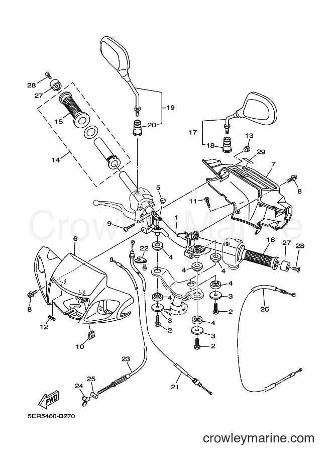 Yamaha Motors T105E (5ER5) [010] - STEERING HANDLE & CABLE