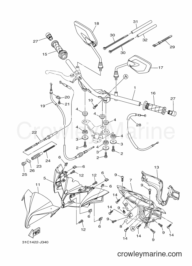 2010 Scooter T115SEC - T115SEC (31C3) [010] - STEERING CABLE FOR DRUM BRAKE