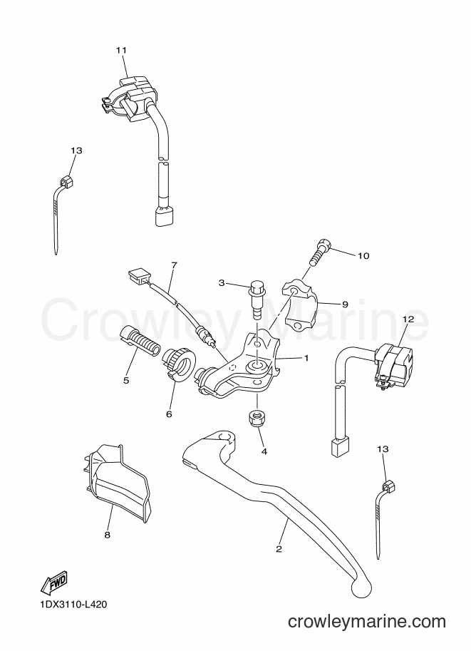 2012 Dirt Bike WR450F - WR450F (1DX4) [010] - HANDLE SWITCH & LEVER
