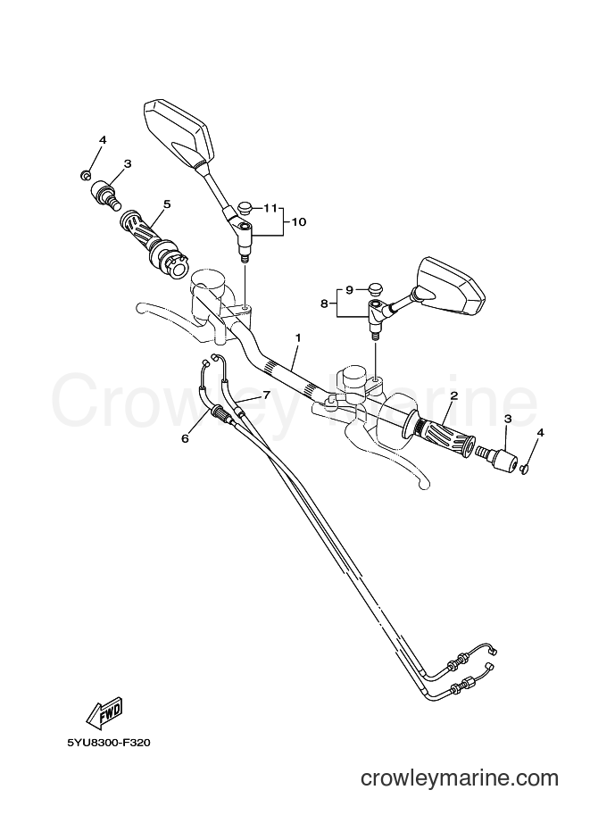 2007 Street Bike MT01 - MT01 (5YUB) [010] - STEERING HANDLE & CABLE