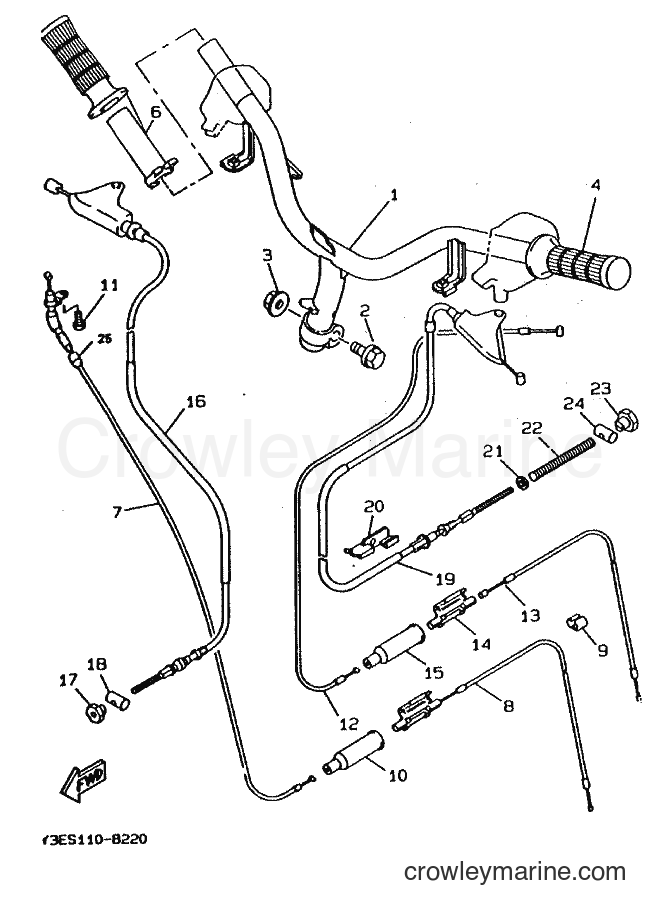 Yamaha Motors CW50 (4RW2) [020] - STEERING HANDLE & CABLE