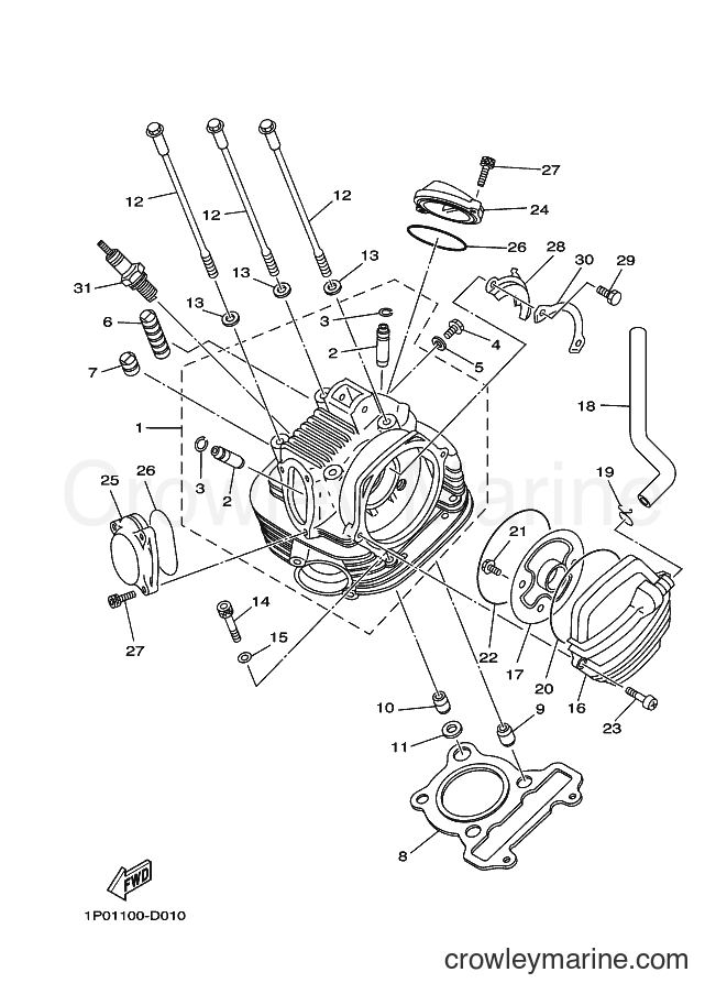 2007 ATV YFM250 - YFM250 (1P0A) [010] - CYLINDER HEAD