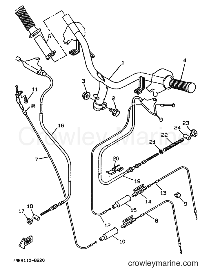 1994 Scooter CW50 - CW50 (3WV4) [999] - STEERING HANDLE & CABLE