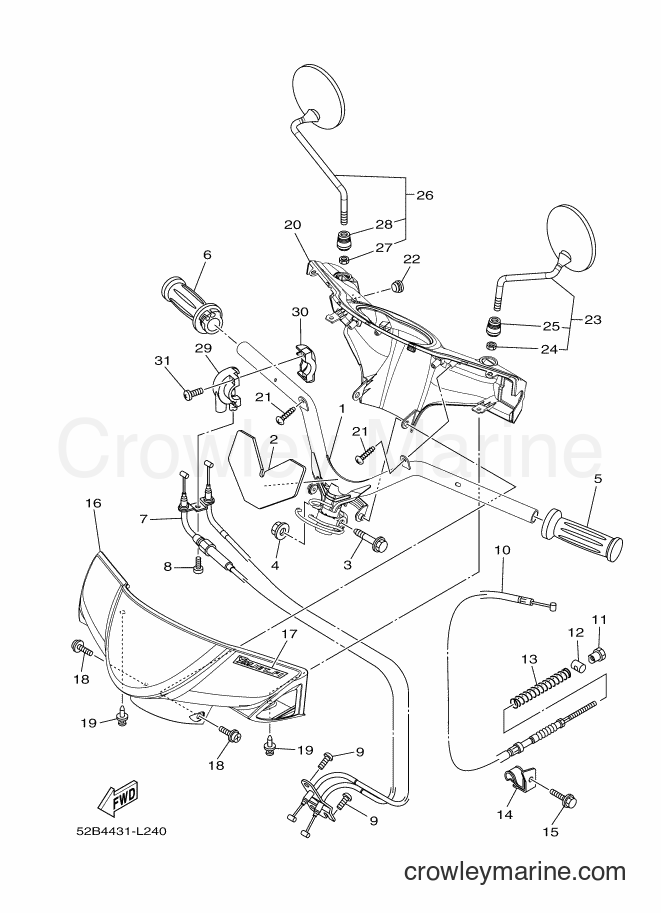 Yamaha Motors XC115S (52B5) [010] - STEERING HANDLE & CABLE