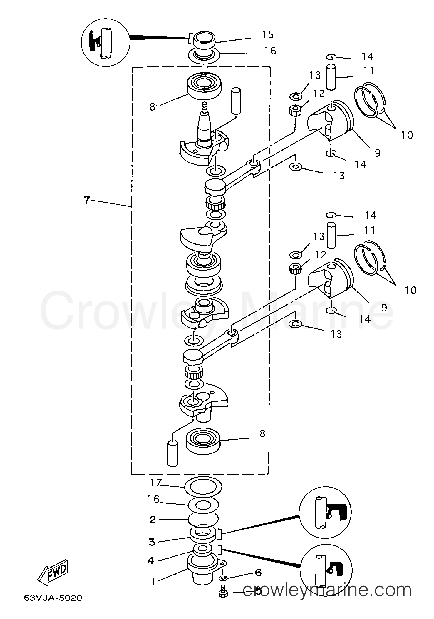 Yamaha Motors 9.9MLHW - CRANKSHAFT PISTON
