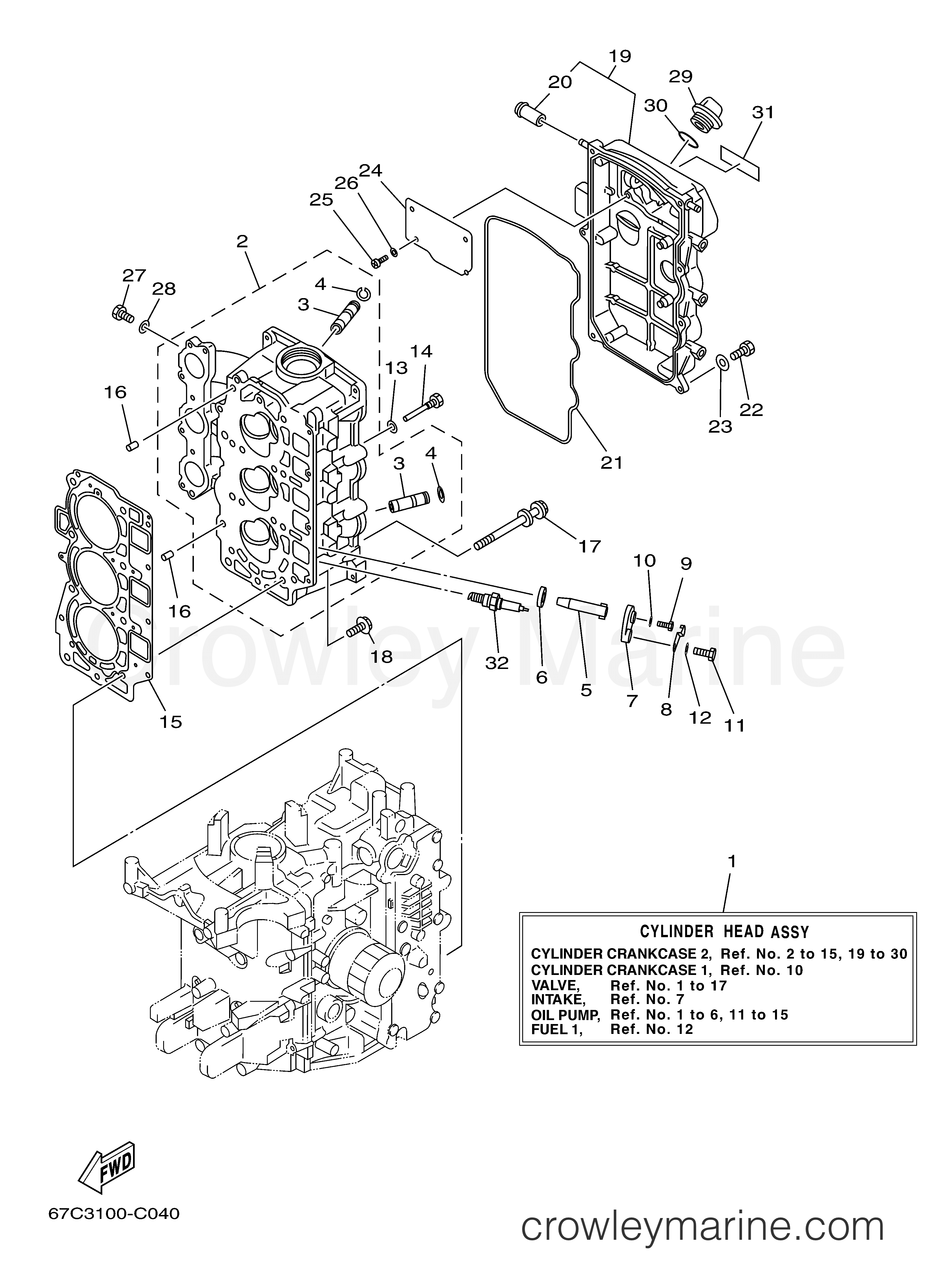 Yamaha Motors F40MLHC - CYLINDER CRANKCASE 2