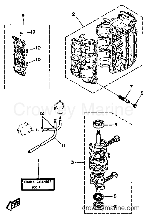 Yamaha Motors 40SJ - CRANKCASE (40E 40ET)