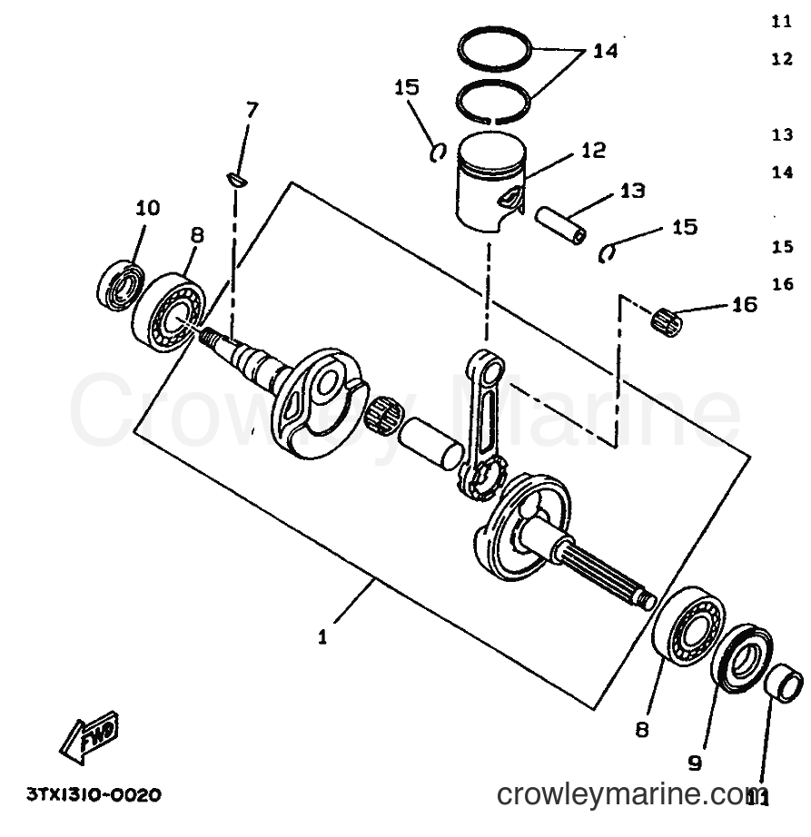 1992 Scooter CW50 - CW50 (3WV2) [999] - CRANKSHAFT & PISTON