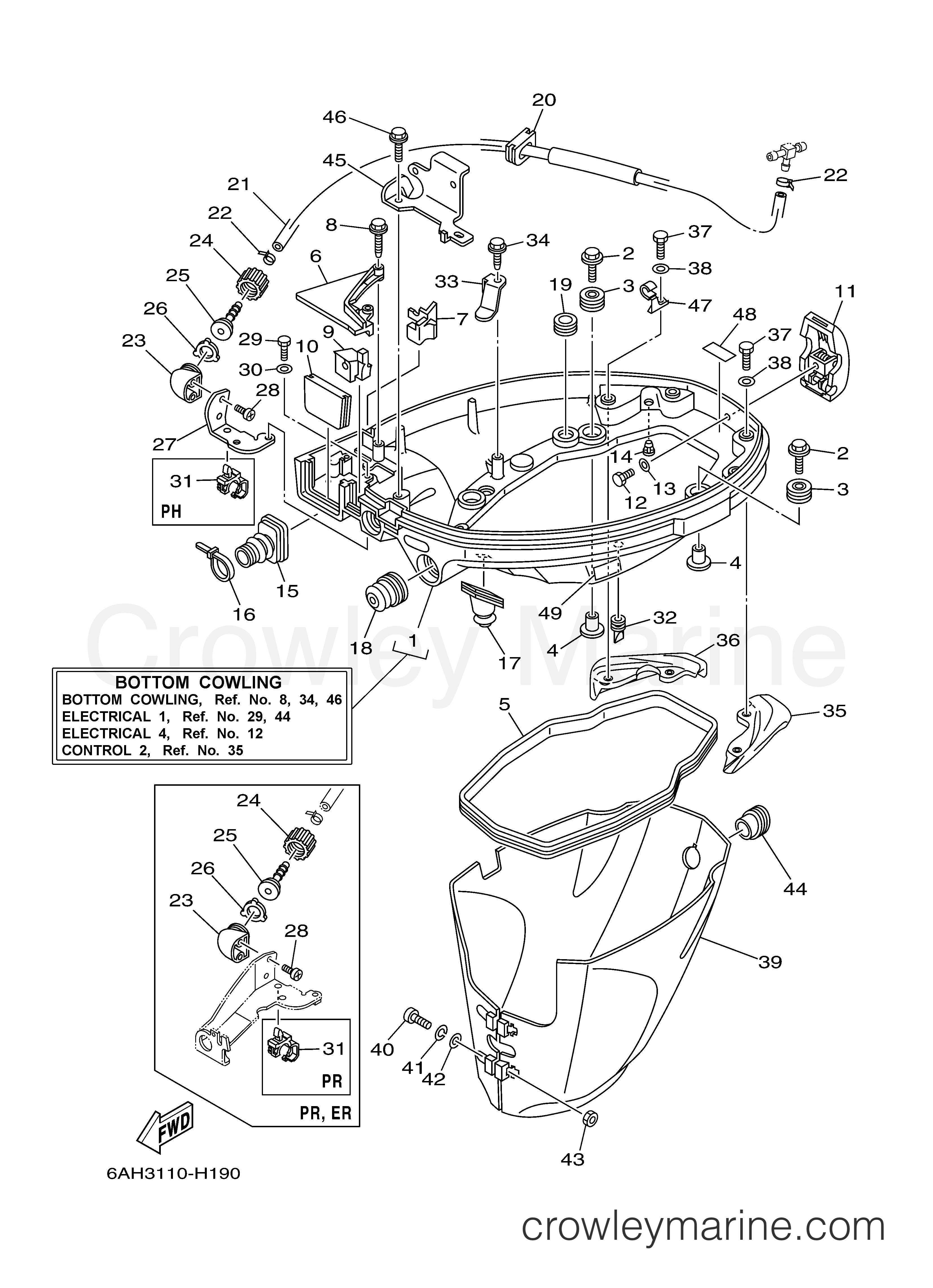 Yamaha Motors F20ELH - BOTTOM COWLING