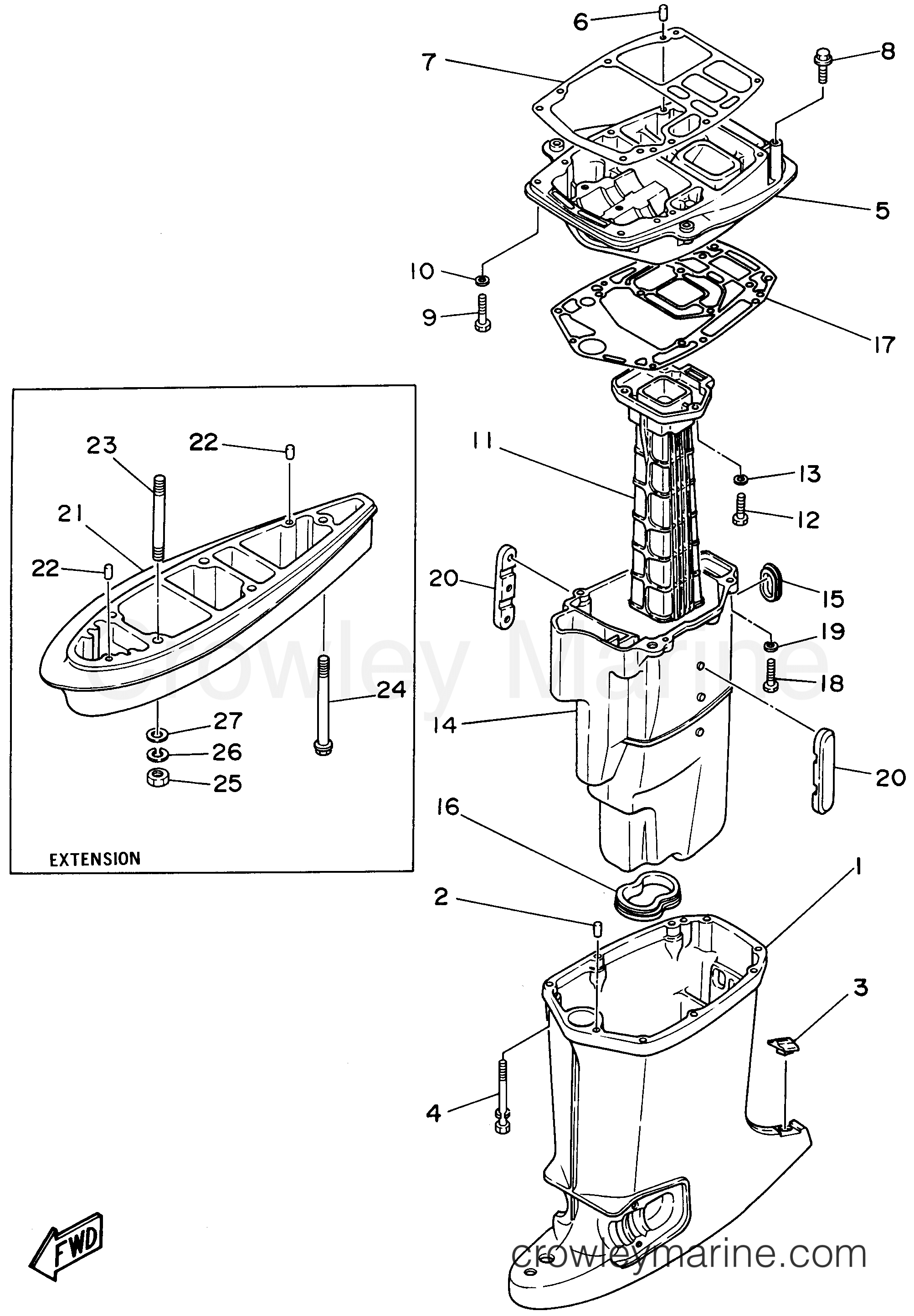 Yamaha Motors E60MLHU - UPPER CASING