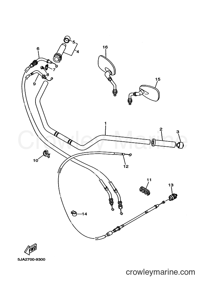Yamaha Motors XV1600A (5JAA) [020] - STEERING HANDLE & CABLE