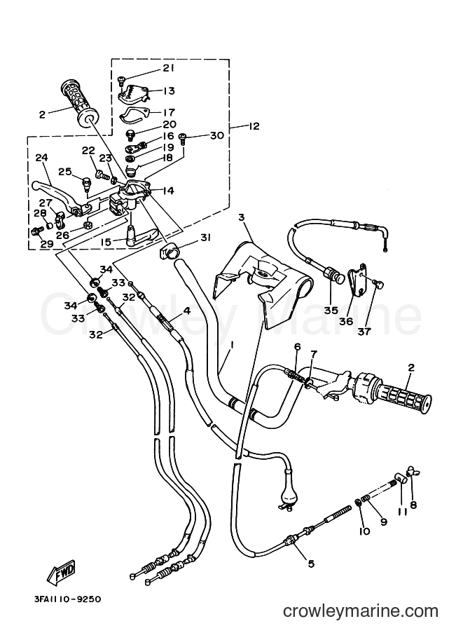 Yamaha Motors YFA1 (3FAA) [010] - STEERING HANDLE & CABLE