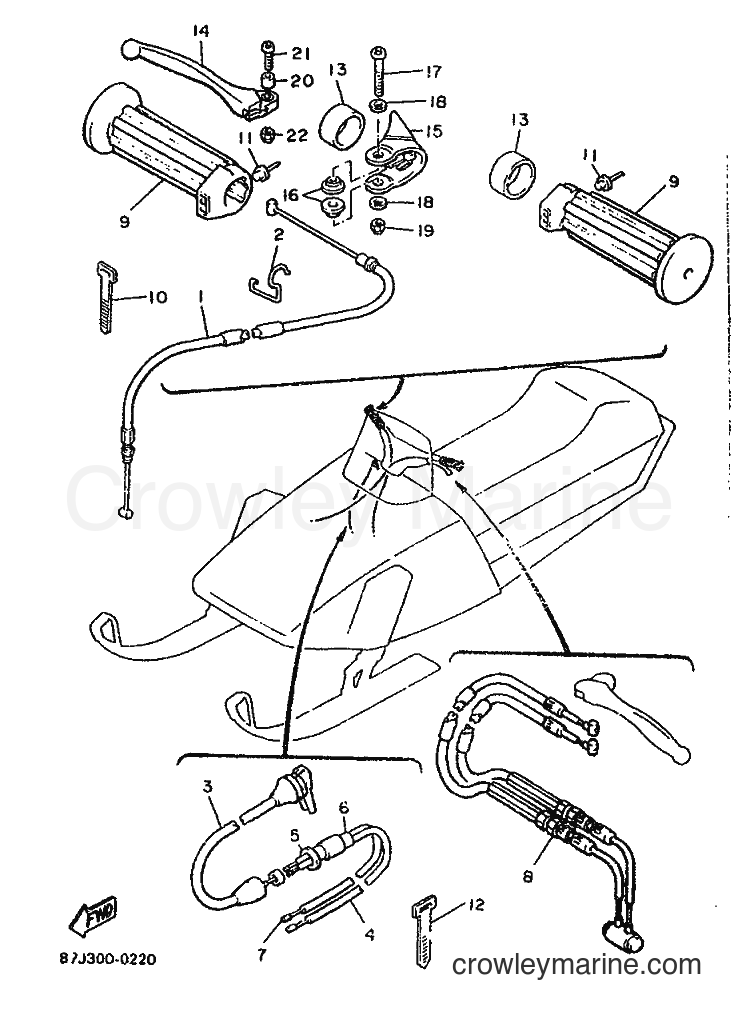 1990 Snowmobile PZ480EP - PZ480EP (87J1) [999] - CONTROL CABLE