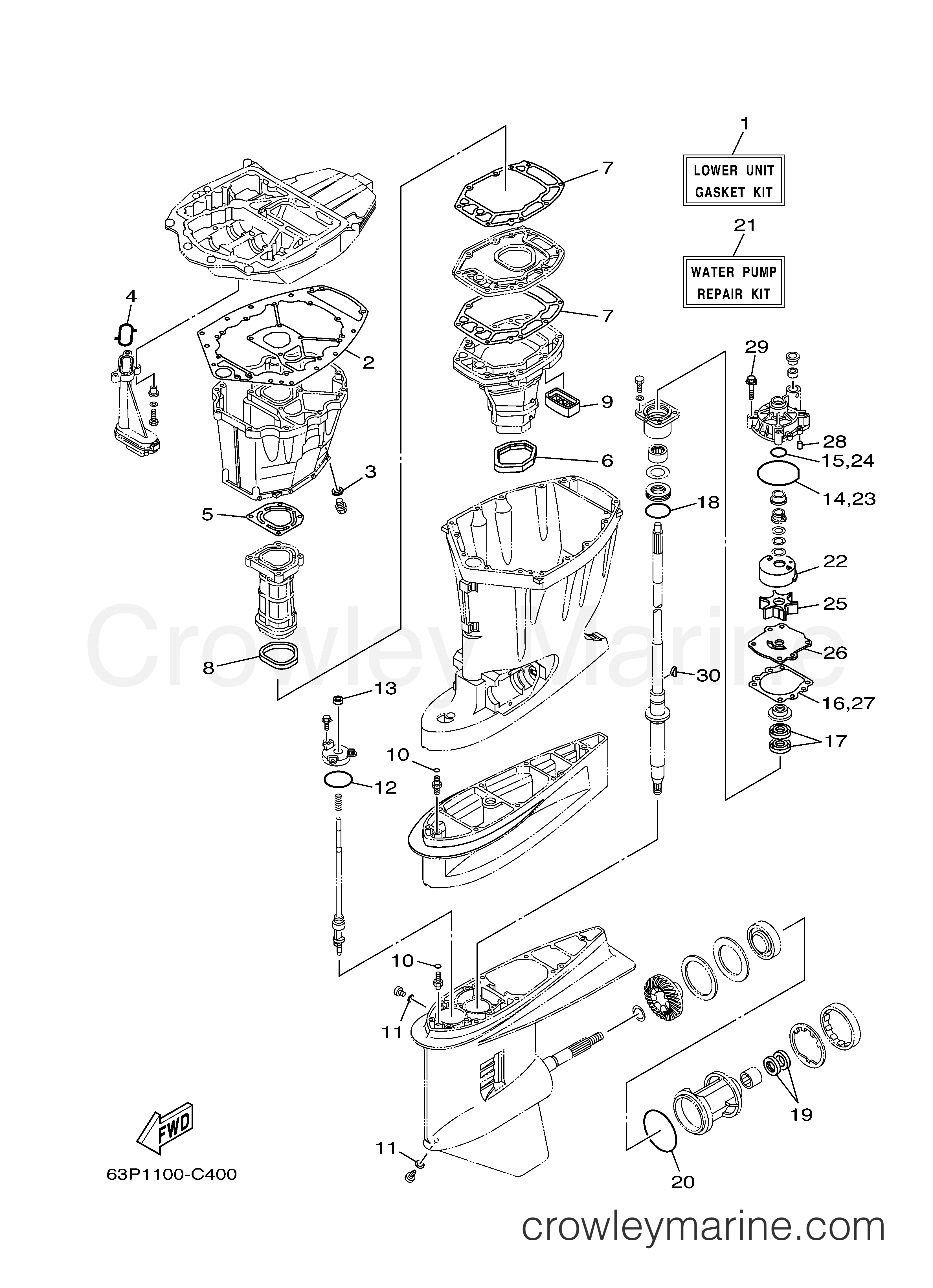 REPAIR KIT 2 2005 Outboard 150hp F150TXRD Crowley Marine