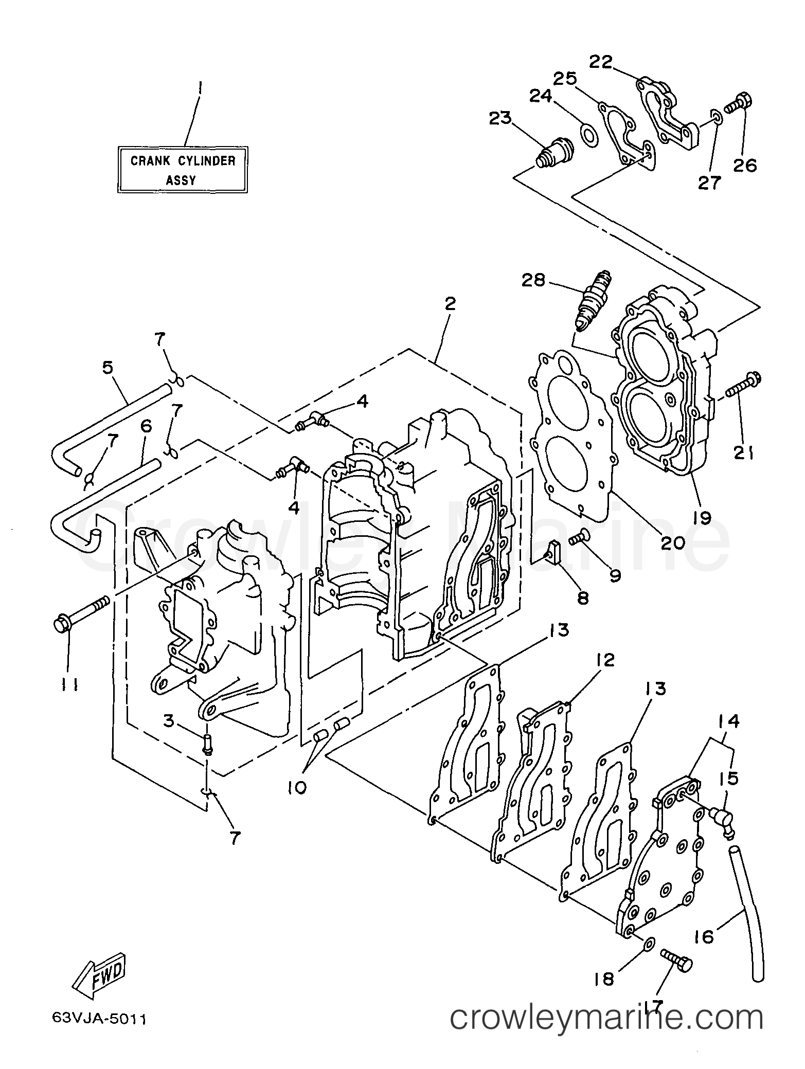 Yamaha Motors 9.9MLHW - CYLINDER CRANKCASE