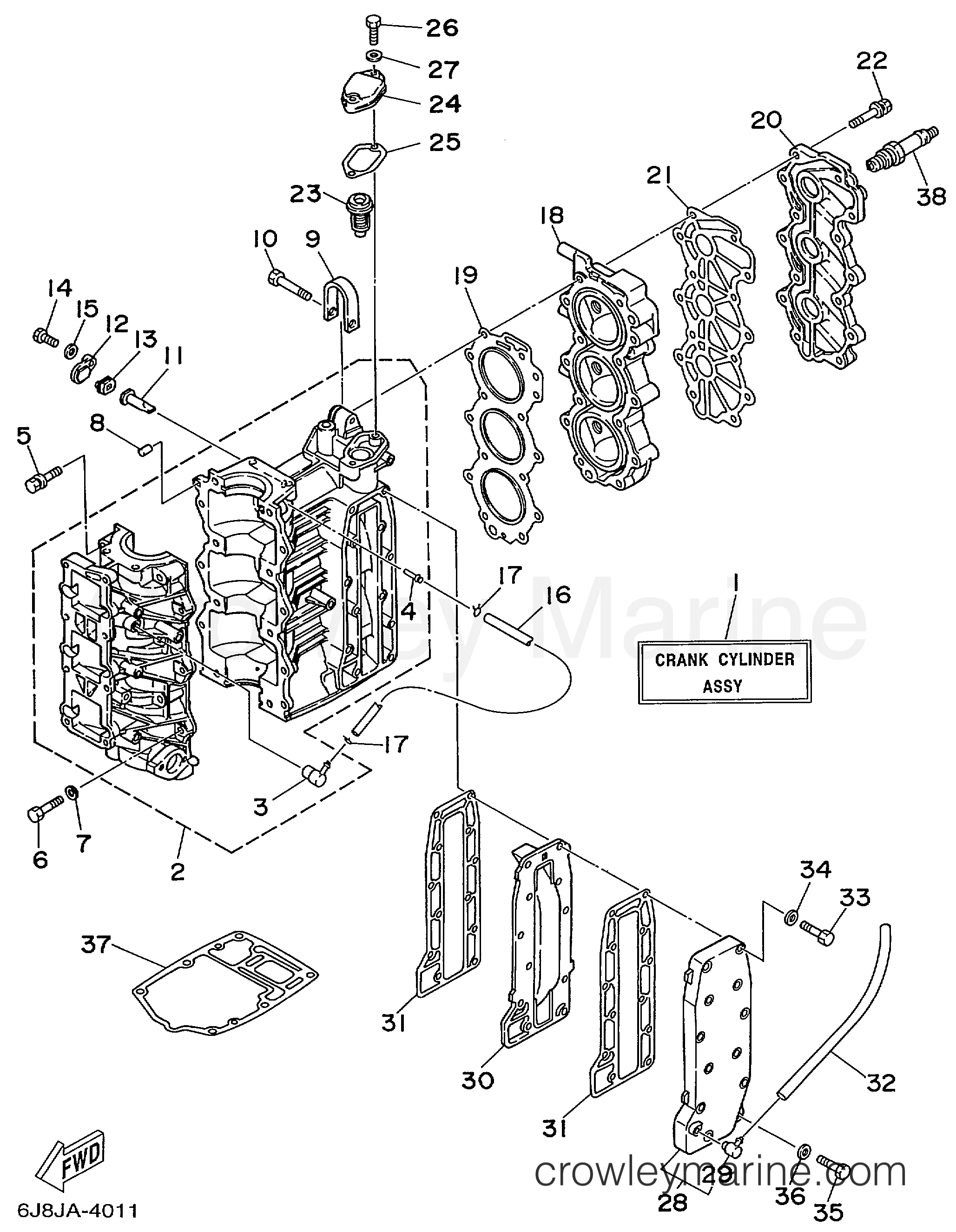 Yamaha Motors 30ELRX - CYLINDER CRANKCASE