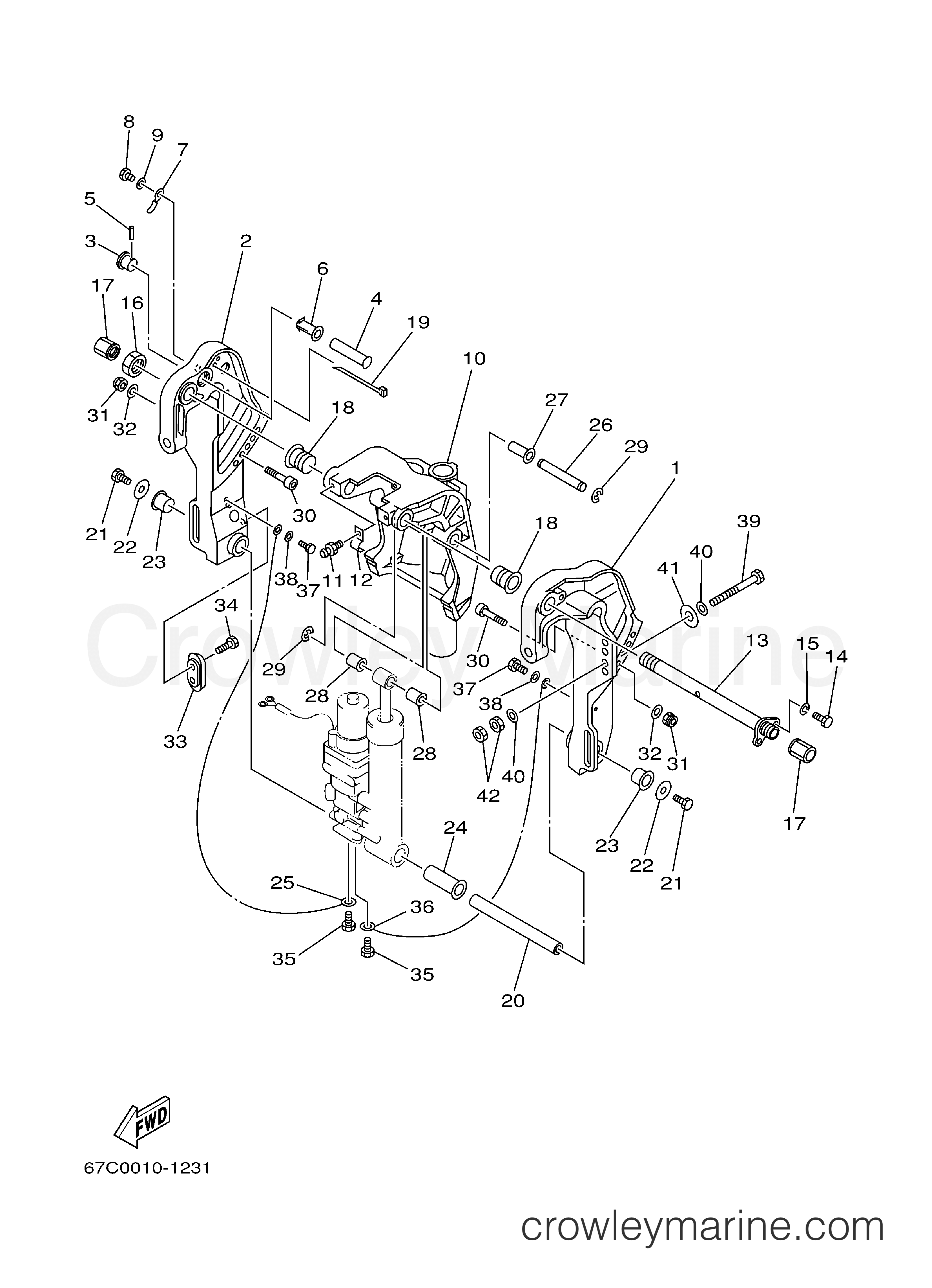 BRACKET 1 - 2006 Yamaha Outboard 25hp T25TLR | Crowley Marine
