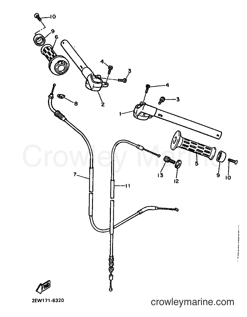 1986 Street Bike FZ600 - FZ600 (2HW) [999] - STEERING HANDLE & CABLE