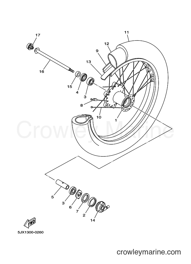 Yamaha Motors XVS250 (5KR5) [010] - FRONT WHEEL