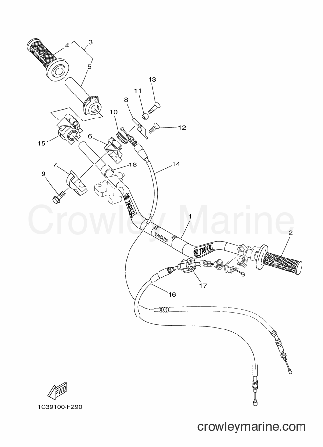 2007 Dirt Bike YZ125 - YZ125 (1C3A) [010] - STEERING HANDLE & CABLE
