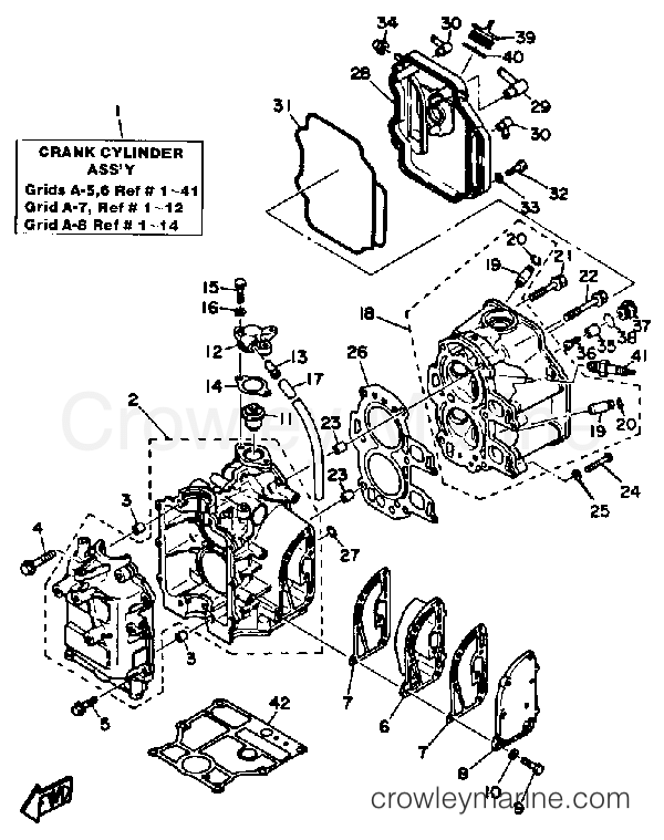 Yamaha Motors F9.9SK - CRANKCASE - CYLINDER