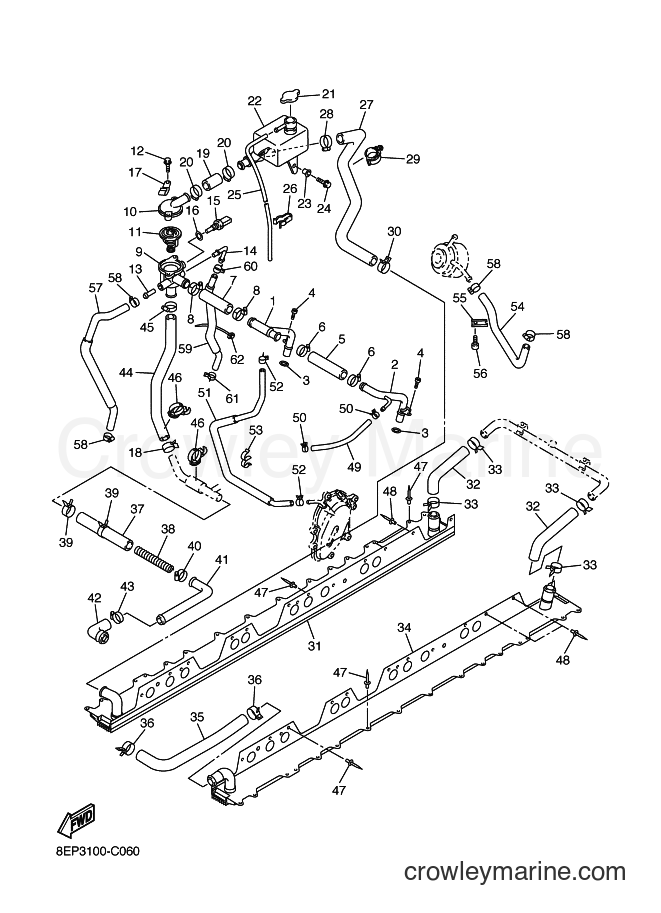 2004 Snowmobile RX10MS - RX10MS (8EV3) [020] - RADIATOR & HOSE