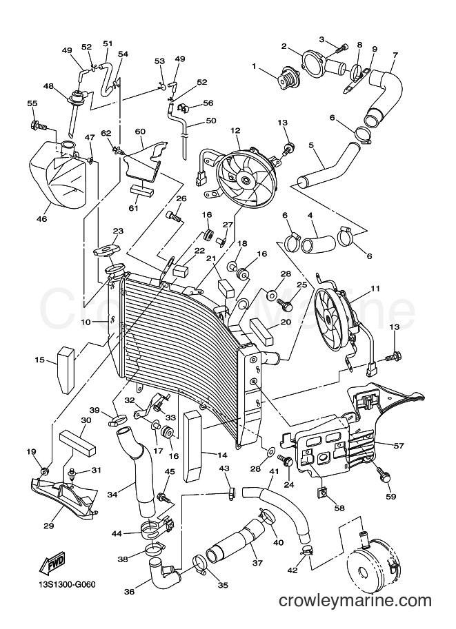 Yamaha Motors YZF-R6 (1JSF) [010] - RADIATOR & HOSE