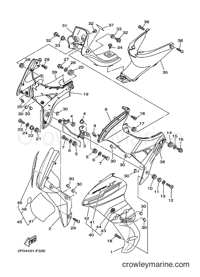 Yamaha Motors LF-110D (2P04) [010] - LEG SHIELD