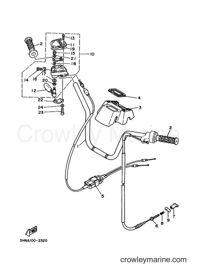 1992 ATV YFM350FW - YFM350FW (3HNB) [010] - STEERING HANDLE & CABLE