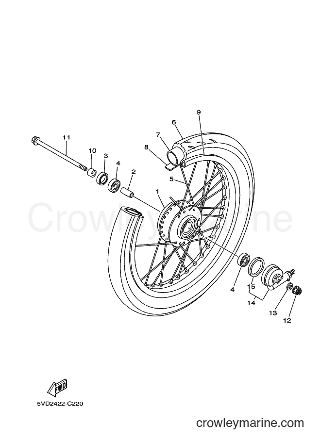 2007 Scooter AT115C - AT115C (2B56) [010] - FRONT WHEEL FOR SPOKE WHEEL