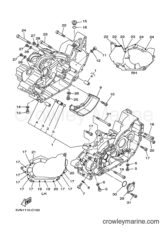 Yamaha Motors XV1700A (5VN6) [010] - CRANKCASE