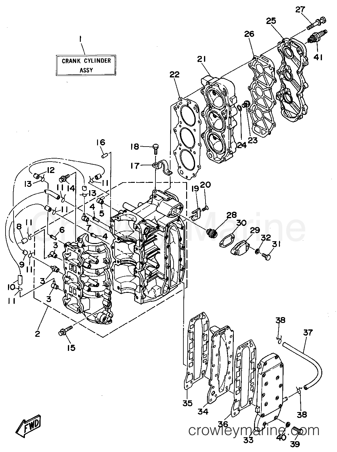 Yamaha Motors 40MSHR - CYLINDER CRANKCASE