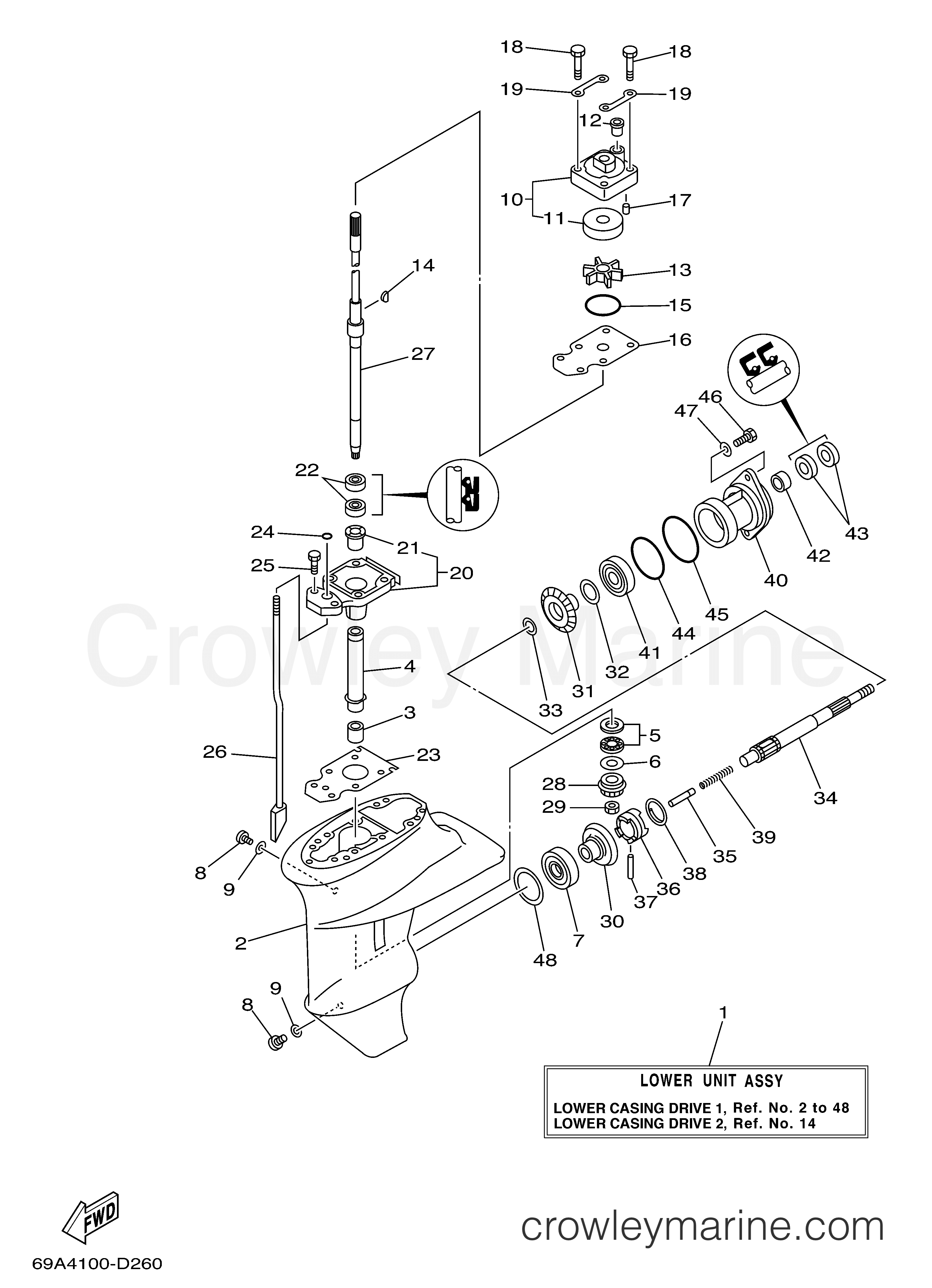 Yamaha Motors F15PLRD - LOWER CASING DRIVE 1