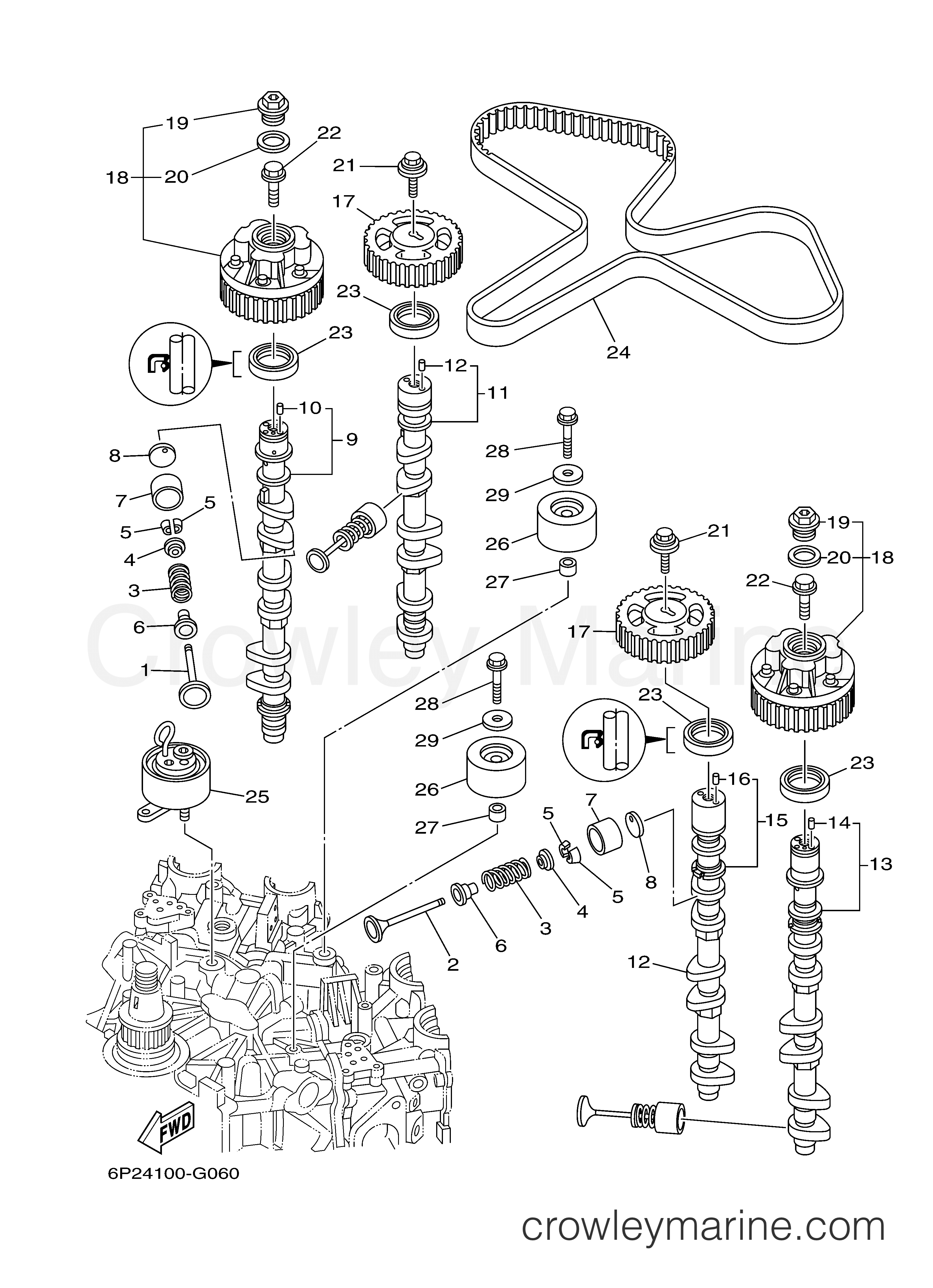VALVE - 2007 Yamaha Outboard 250hp F250TXR | Crowley Marine