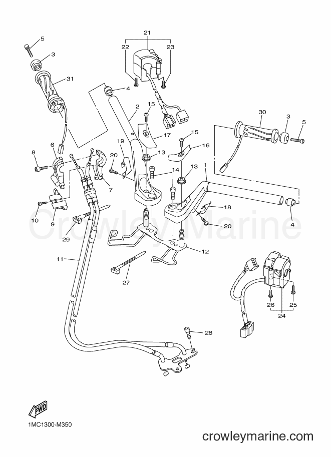 2013 Sport Bike FJR1300A - FJR1300A (1MC5) [010] - STEERING HANDLE & CABLE