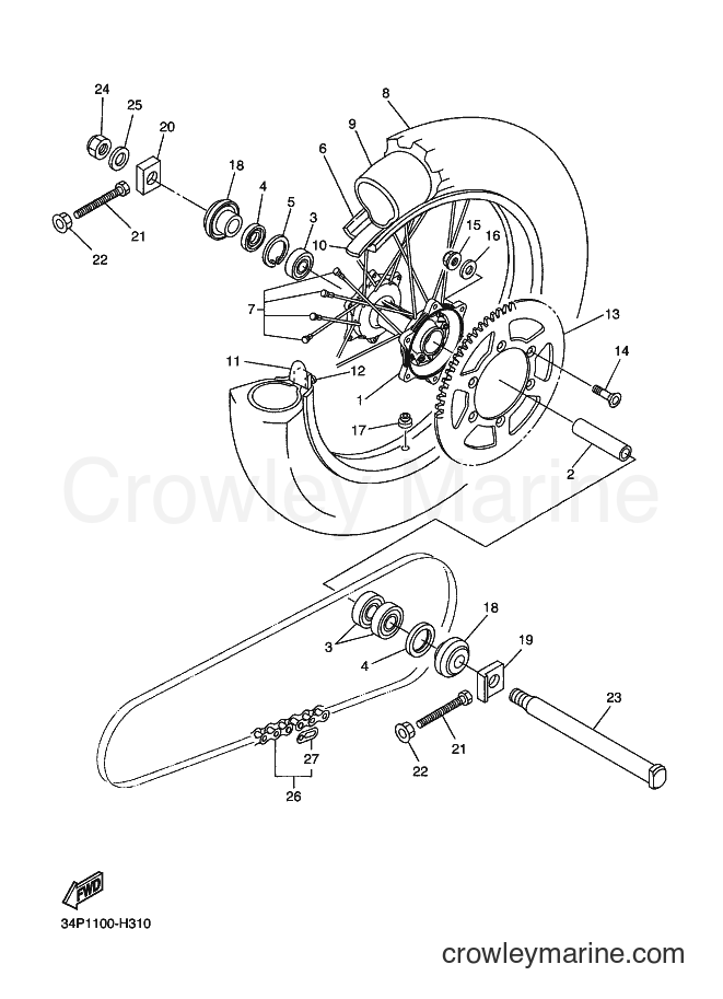 2009 Dirt Bike YZ250F - YZ250F (5XCS) [010] - REAR WHEEL