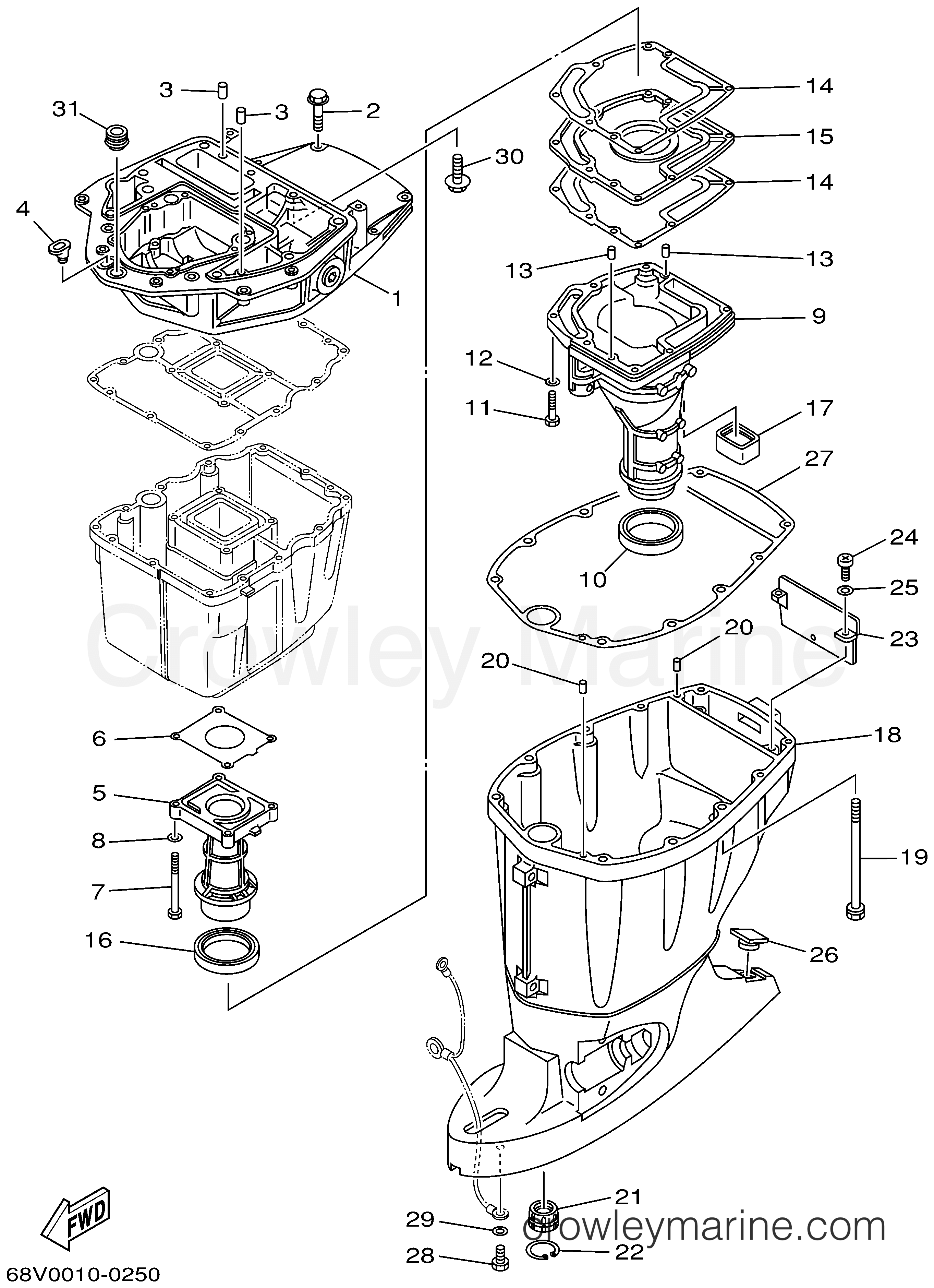 Yamaha Motors F115TLRA - UPPER CASING
