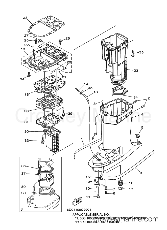 Yamaha Motors Z300AETO (6D01) [040] - UPPER CASING