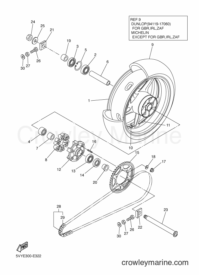 Yamaha Motors YZF-R1 (5VYR) [050] - REAR WHEEL