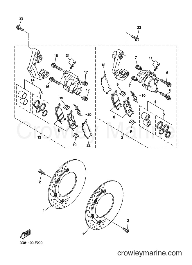 Yamaha Motors XVS1300A (3D8F) [010] - FRONT BRAKE CALIPER