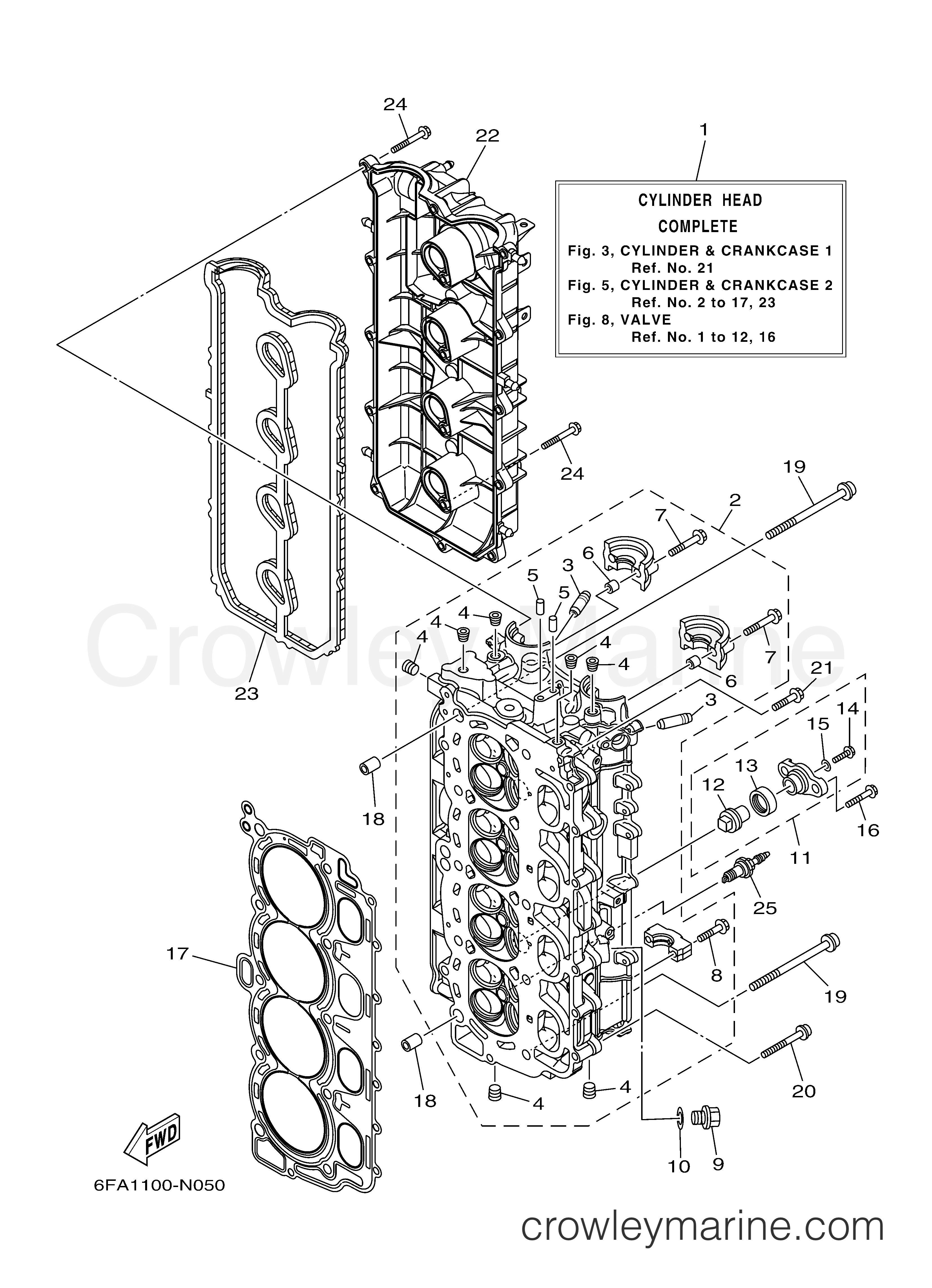 Yamaha Motors F175LA - CYLINDER CRANKCASE 2