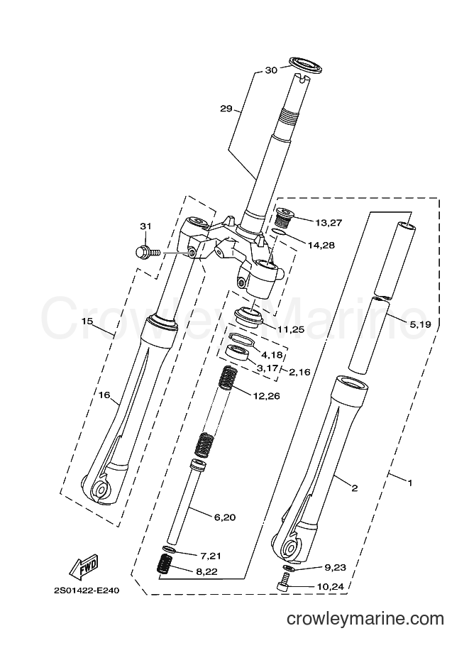 Yamaha Motors T110E (5B9B) [010] - FRONT FORK FOR DRUM BRAKE
