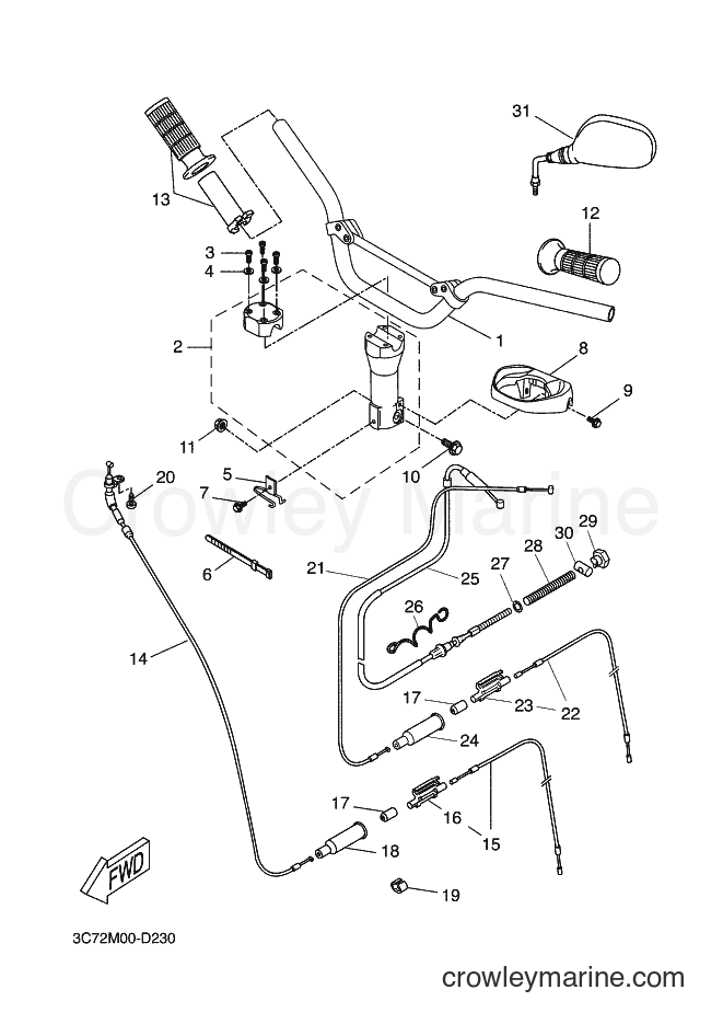 Yamaha Motors EW50N (3C74) [020] - STEERING HANDLE & CABLE
